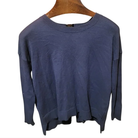 Mersea Coronado Split Back Sweater Navy Blue & White Women's Sweater Size S/M - Picture 2 of 7